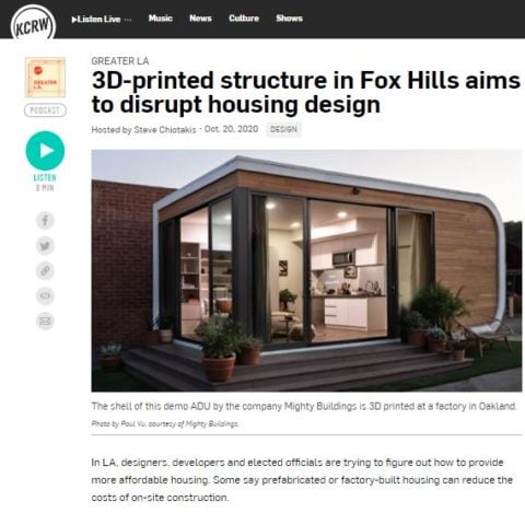 3D Printed Homes (KCRW) Kcrw Housing Innovation Collaborative